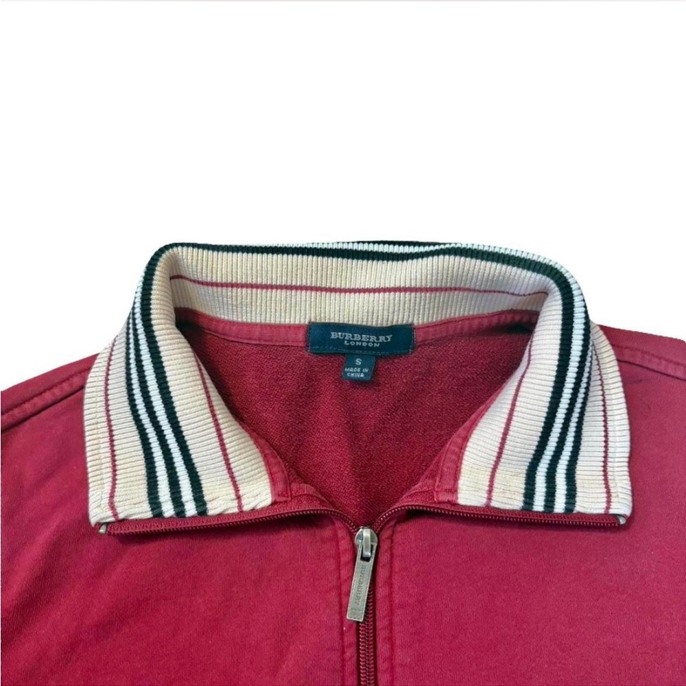 Burberry London Red Zip-Up Jacket — Size S — Rare Vintage Style